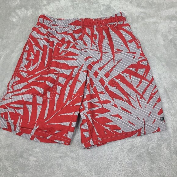 Columbia Swim Trunks Mens Size Small Red White Floral Swim Swimsuit Adult Lined - Picture 1 of 8